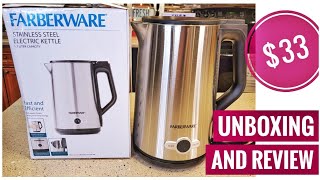 Farberware Stainless Steel 1.7 Liter Electric Tea Kettle, Silver