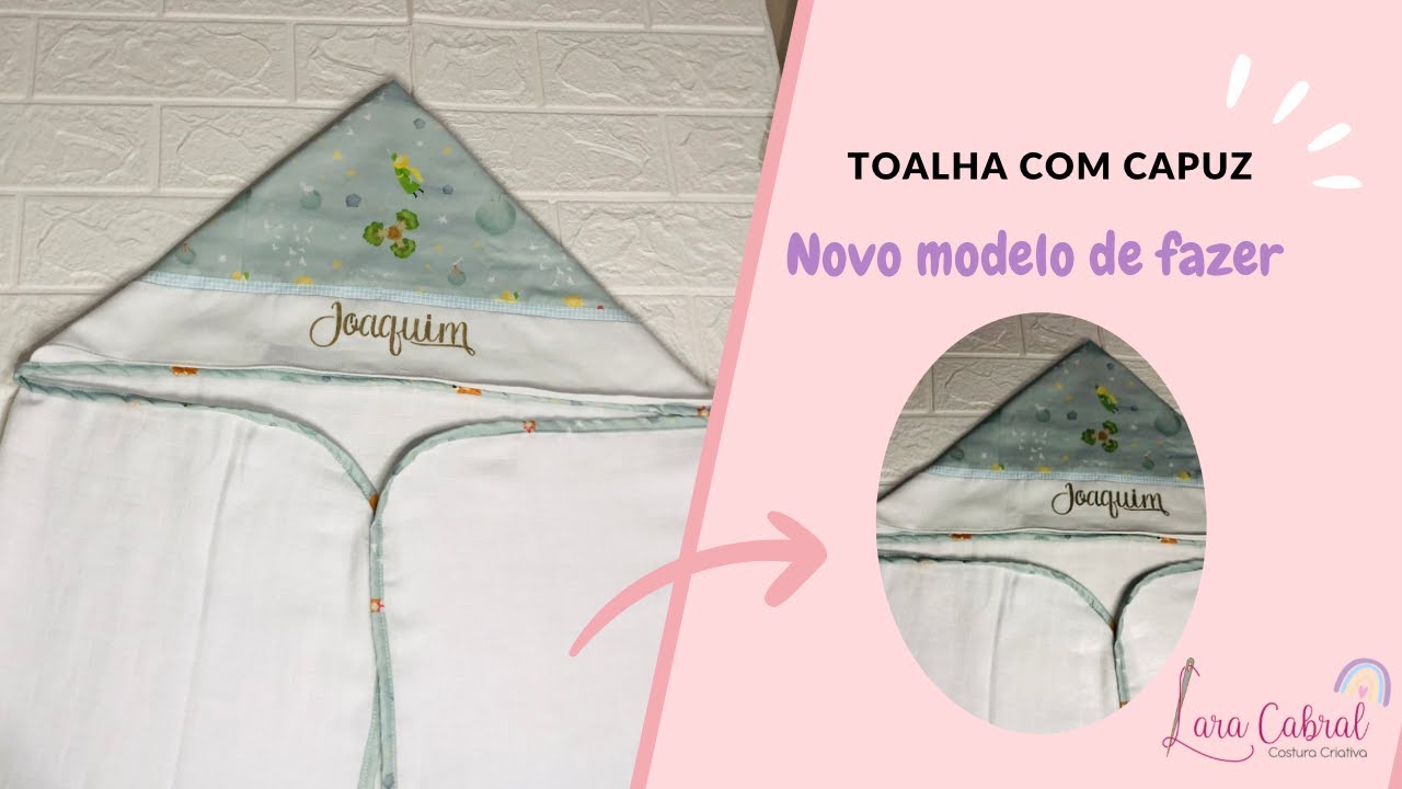 TOALHA DE BEBÊ COM CAPUZ - Tamanho grande PASSO A PASSO