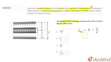 Figure shows a parallel plate capacitor with plate area `A` and plate separation `d`. A potentia...