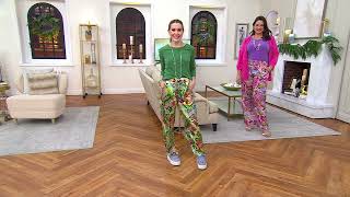 Susan Graver Printed Stretch Satin Wide Leg Pants on QVC