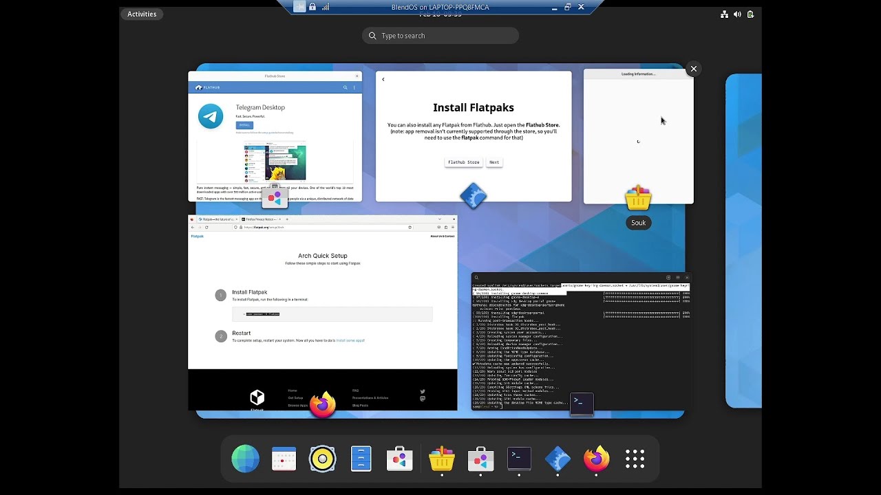 Install arch container and flatpaks in blendos youtube