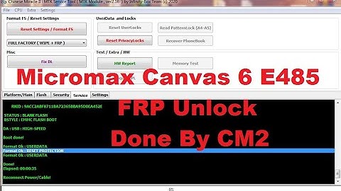 Micromax Canvas 6 E485 Frp Unlock Done By CM2