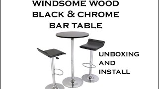 Windsome Wood & Chrome Bar Pub Table UNBOXING & INSTALL