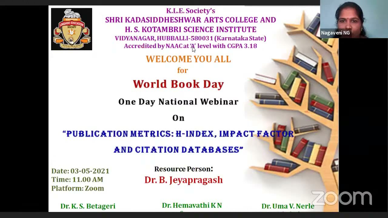 National Level Webinar on "Publication Metrics: h-index, Impact factor and Citation databases".