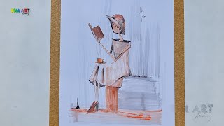 Easy Watercolor Sketch Tutorial Woman Reading With Coffee  Ssm Art Academy 2025 1