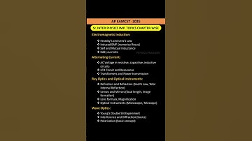 AP EAMCET Sr. Physics Chapter Wise Important Topics #physics #eamcet #shorts #2025