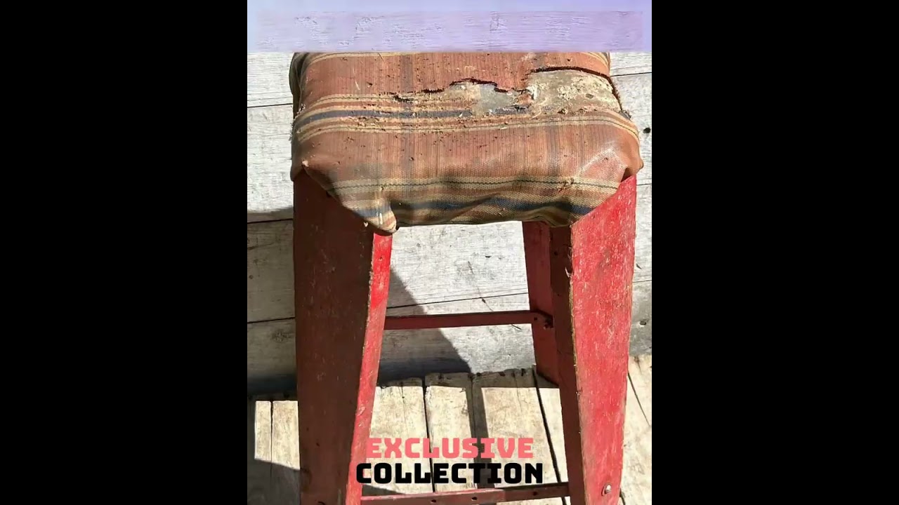 OLD Antique Primitive Handmade Wooden Stool, bench