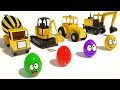 Build #excavator, Tractor, Mixer Truck, Bulldozer - Learn Colors With Surprise Eggs for Kids