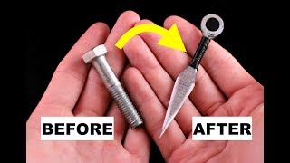 Turning a Stainless Steel Bolt into a mini Kunai Throwing Knife