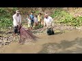 Fish Catching Using by Cast Net in The Beautiful Pond