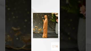 Hand Carved Our Lady of Lourdes Statue: Beech Wood Catholic Decor