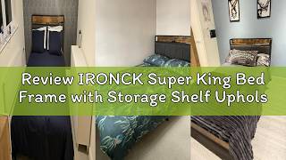 Review IRONCK Super King Bed Frame with Storage Shelf Upholstered Headboard, Platform Bed Frame with