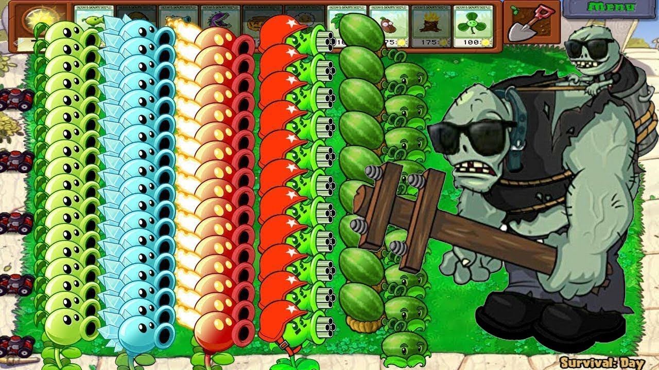 Plants vs Zombies - Army Pea Fire Vs All Dr.Zomboss Level Max x999