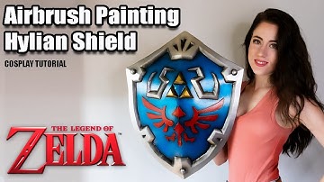 How to Airbrush Painting a Hylian Shield from Legend of Zelda- DIY Cosplay Painting Tutorial
