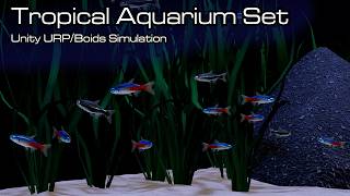Fish School AI: Tropical Aquarium Set - Boids Simulation & Tank Environment for Unity