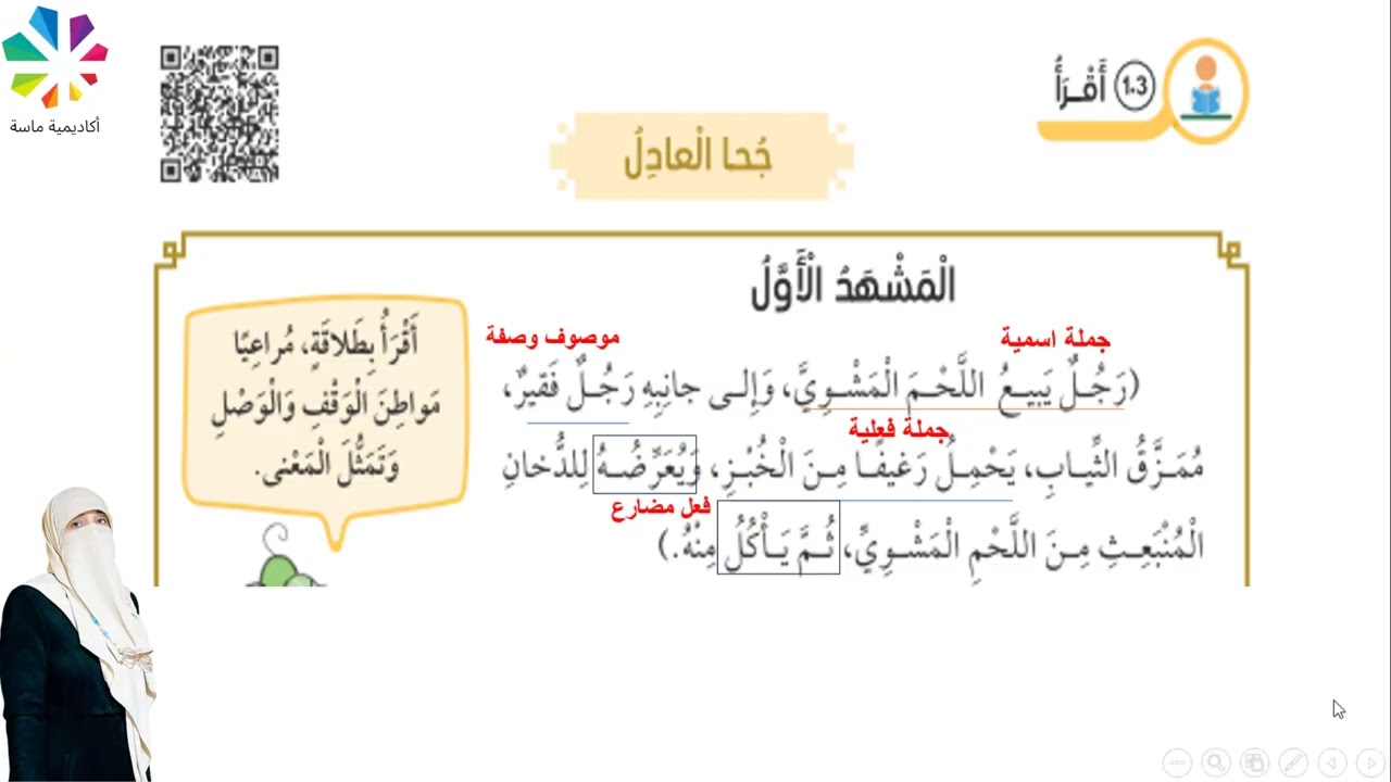 القاضي العادل جحا /درس القراءة/ الوحدة الثامنة / الصف الرابع/الفصل الثاني /مجدولين الحريري