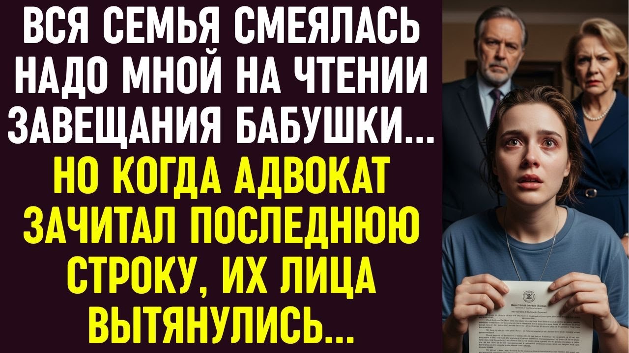 Вся семья смеялась надо мной на чтении завещания… Пока адвокат не зачитал последнюю строку...