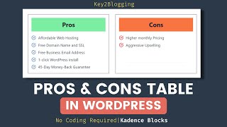 How to Add Pros and cons Table in WordPress | Kadence Blocks (2022)