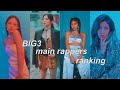 ranking main rappers from girl groups in different categories (big 3)