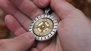 Viking Shield and Vegvisir Rotating Pendant Necklace