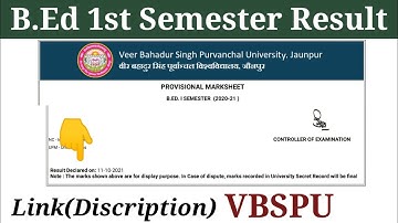 B.Ed 1st Semester Result declared | VBSPU #vbspu #vbspubedresult #BEd1stSemesterResult