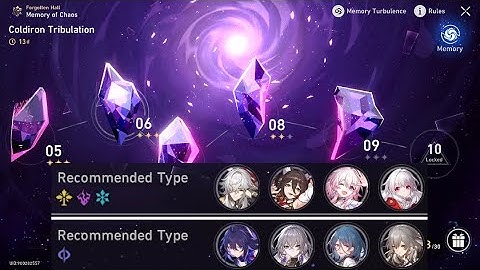 Lv. 80, Memory of Chaos 06 (3 Stars, 25 Cycles Left), Abundant Ebon Deer | Honkai: Star Rail