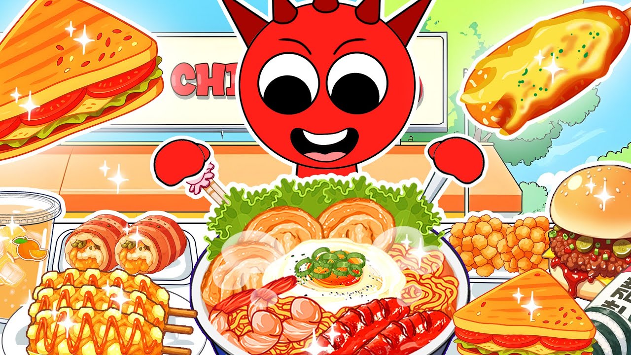 New Sprunki OC | Raddy Mukbang Minimarket Mie Pedas Hotdog | Animation