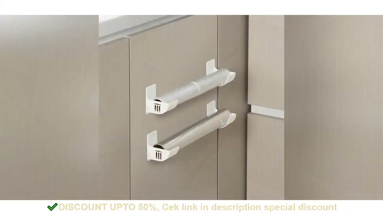 Adjustable Self-adhesive Kitchen Storage Shelf, Plastic Wall Storage Shelf for Plastic Wrap, Aluminu