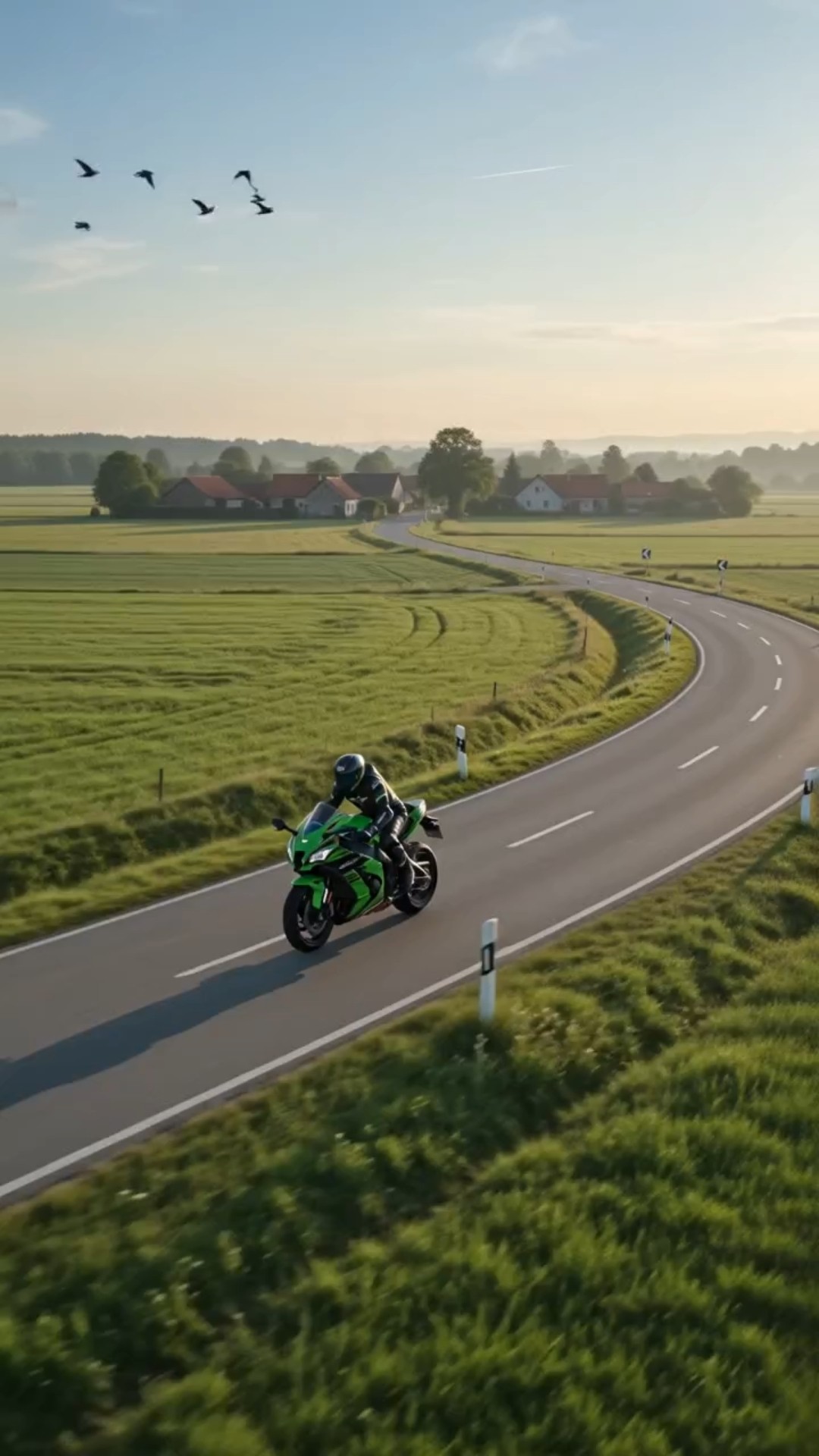 🏍️ Kawasaki Ninja ZX-10R Countryside Village Ride 🌾 | Cinematic