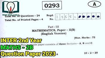 Inter 2nd year | Maths-2B |Board Exam Question paper 2023 2nd year Maths-2B board exam questionpaper