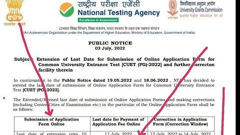 CUET PG 2022 Application Form Last Date Update