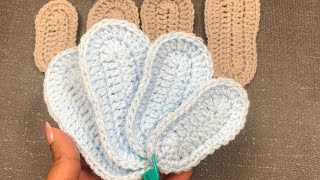 Easy crochet baby booties/crochet shoe sole/part 1