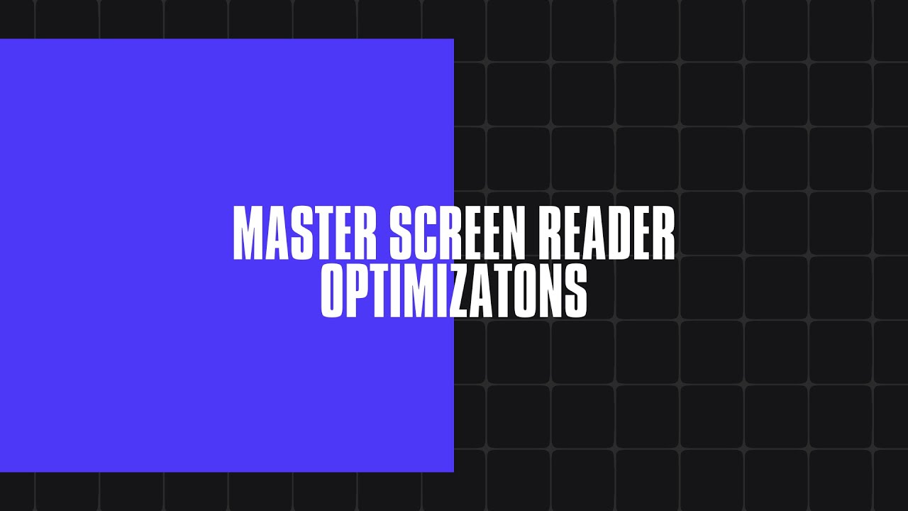 Screenreader Optimization Make Your App Accessible: Optimize UI for Screen Readers - YouTube