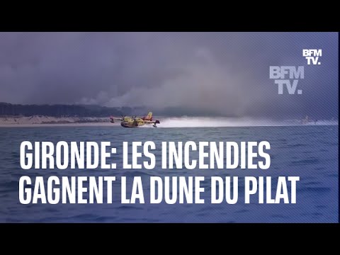 Incendies en Gironde: les images des feux aux abords de la dune du Pilat