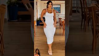 White Textured Knit Midi Dress Summer Outfit