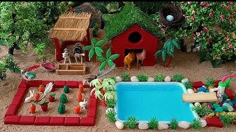 DIY mini farm model with goldfish aquarium | cowshed - animals barn | pear garden grow | @diyfarming
