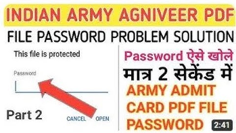 indian army pdf password Problem solution 2022 | army agniveer admit card pdf file password problem