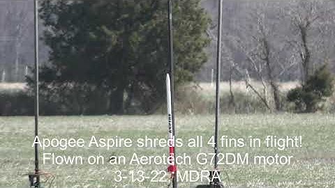 Apogee Aspire shredding all 4 fins on Mach attempt with G72 motor!