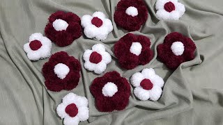 طريقة عمل وردة باف كروشيه بحجم كبير | Crochet Puff Stitch Flower