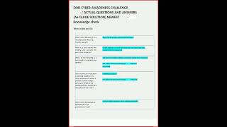 Dod Cyber Awareness Challenge Actual Questions And Answers A video