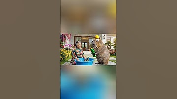 Capybara cùng bà tắm cho con rùa và cái kết #capybara