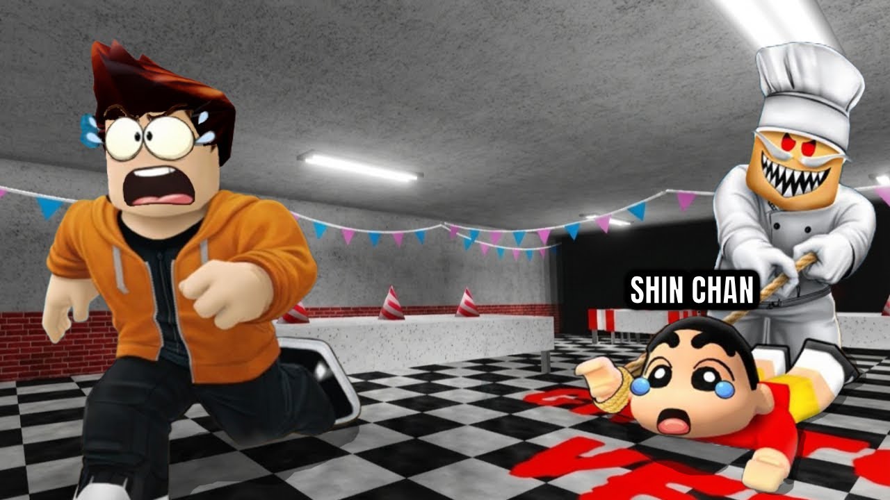 ShinChan Captured By Dangerous Pizza Man In Roblox !! Papa Pizza Pizzeria