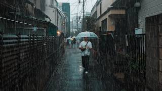 Record Heavy Rain Walk in Tokyo, Japan • 4K ASMR