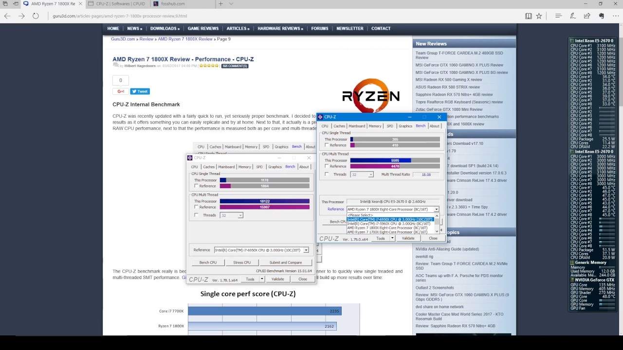 Ryzen benchmark scores changed in CPU-Z?