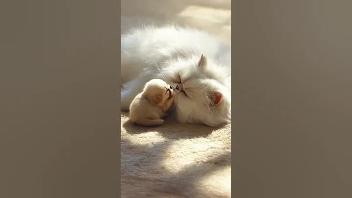 Watch the video about Puppy Napping on a Fluffy Persian Cat