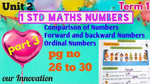 1 std Maths- (unit 2) Numbers- part 3-pg no 26 to 30- Pleasure Time - Term 1-New samacheer syllabus