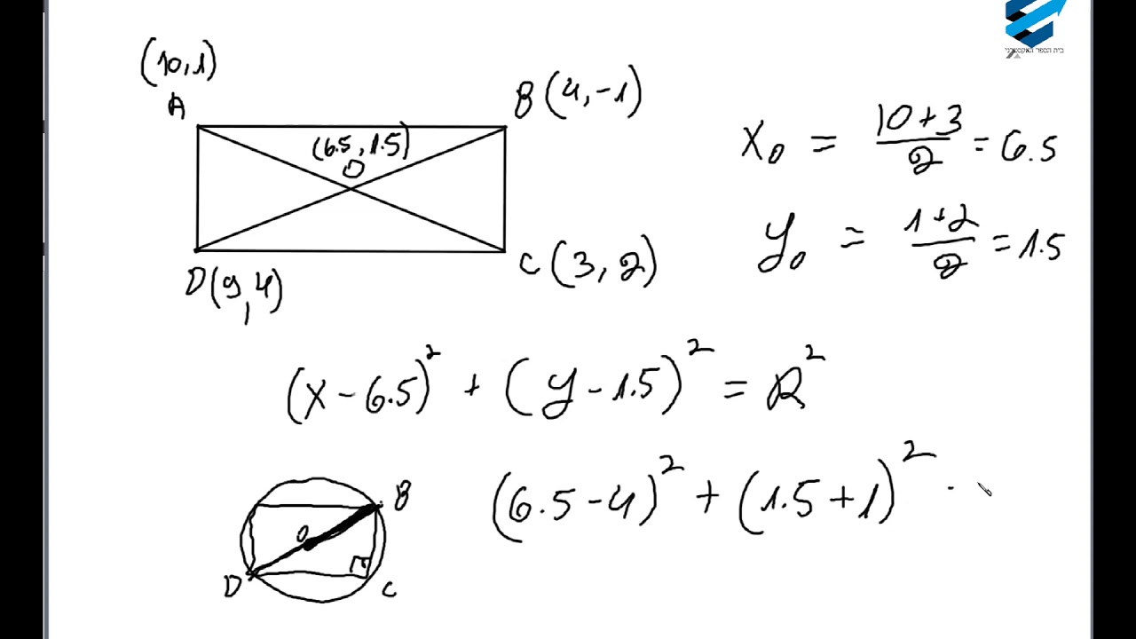 גיאומטריה אנליטית 4 יחידות-שאלת מתכונת-מלבן