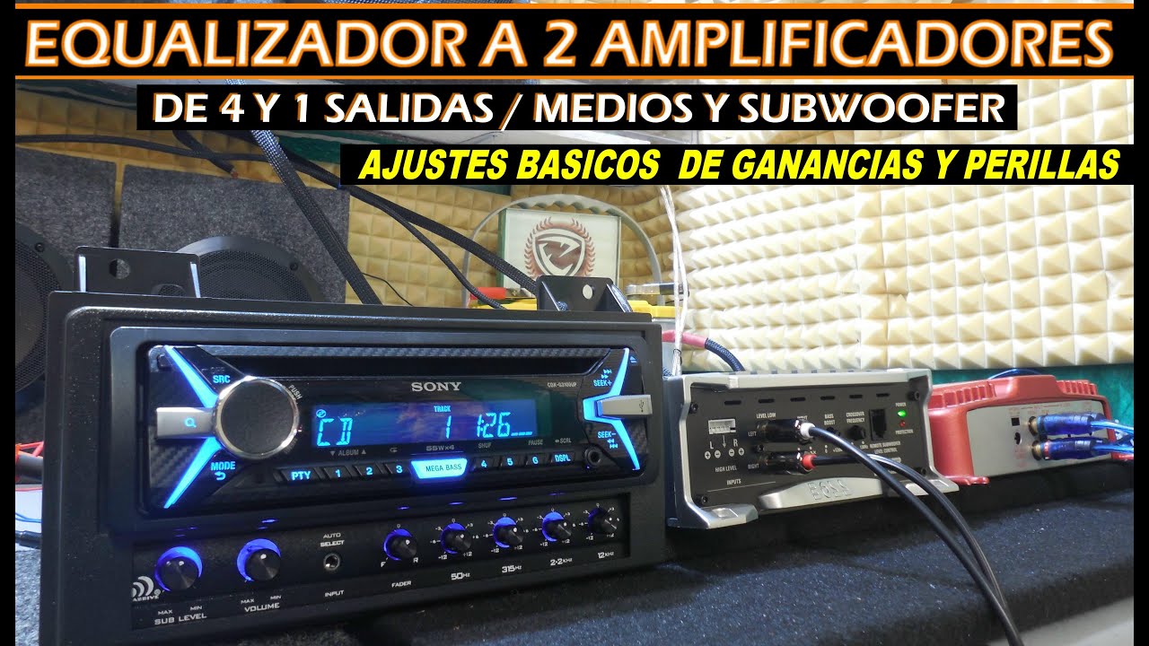 Como conectar un Equalizador y 2 amplificadores al estereo (mas ajustes