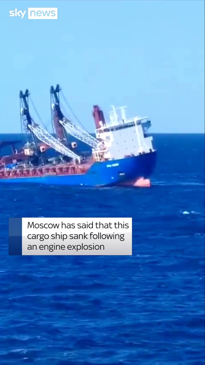 Russian cargo ship tilts before sinking in Mediterranean
