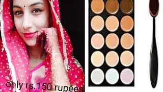 15 colours foundation contour face cream concealer palatte+oval makeup brushe review (जरूर देखे)